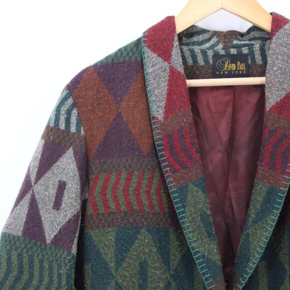 Vintage David Paul New York Southwestern Western Aztec Cardigan Womens Size XL - Picture 3 of 10